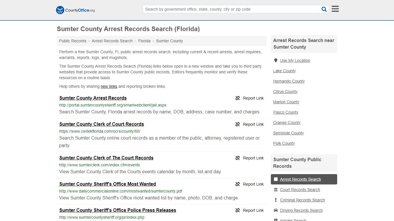 Arrest Records Search - Sumter County, FL (Arrests & Mugshots)