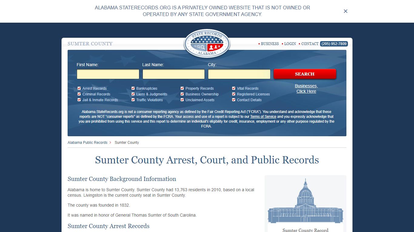 Sumter County Arrest, Court, and Public Records